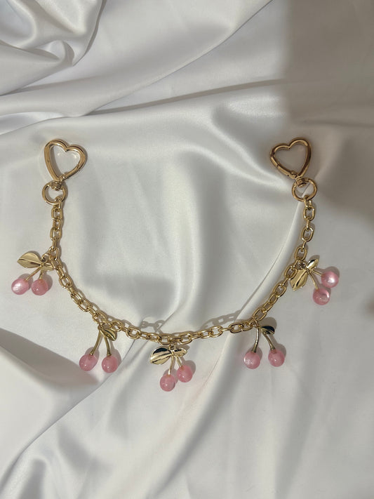 Pink cherry bag chain