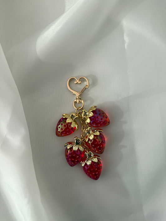Strawberries red keychain