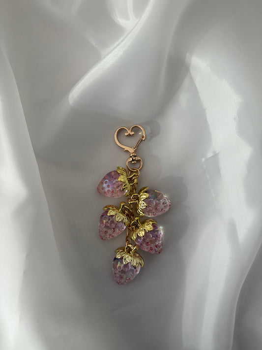 Strawberries pink keychain